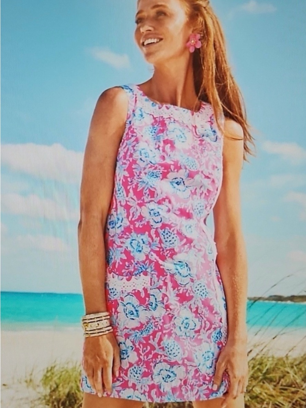 Lilly Pulitzer Dress - Size 6 - Ginge Shift Roxie Romper - Pink Wave and Sea